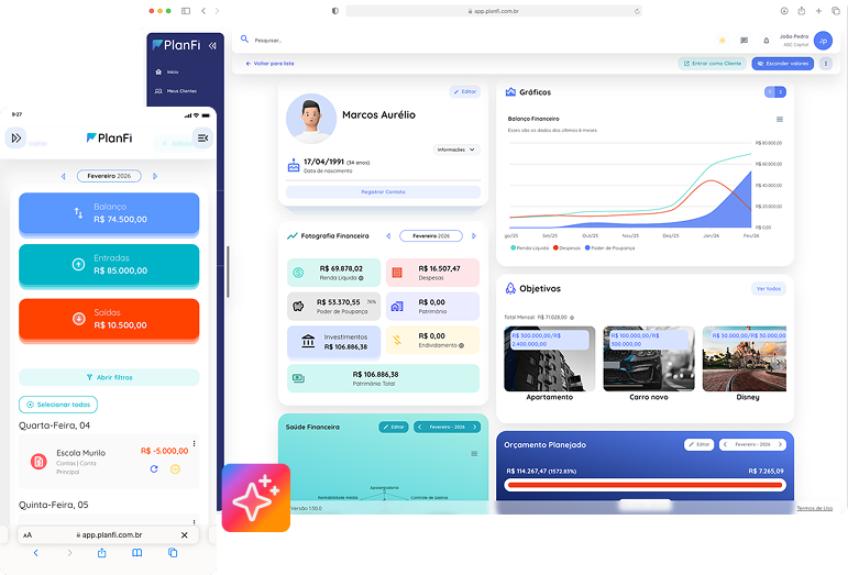 PlanFi - Plataforma de Planejamento Financeiro no desktop e celular